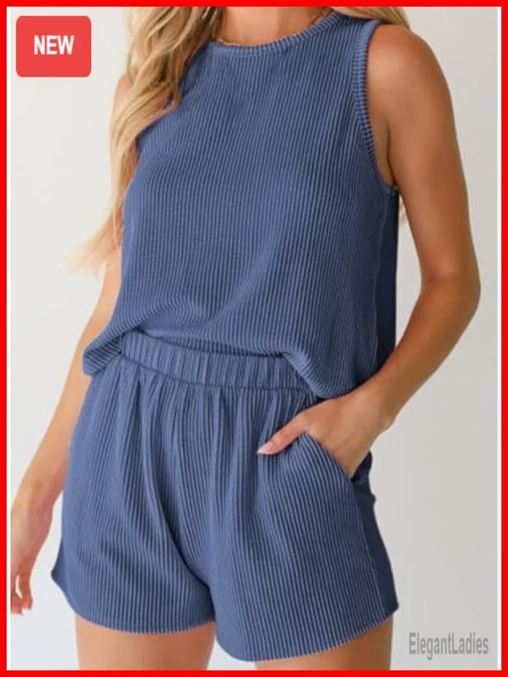 Women's 2 Piece Shorts Set Matching Loungewear Crewneck Tank and Shorts
